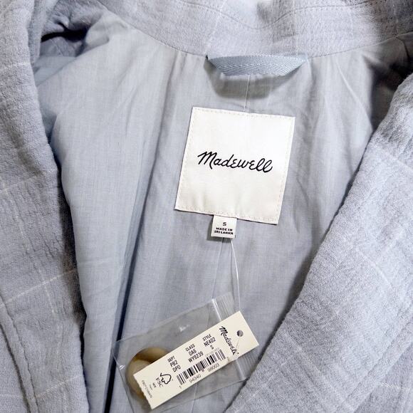 Madewell NEW Larsen Cotton Linen Relaxed Blazer in Windowpane Blue White Small - Picture 6 of 11
